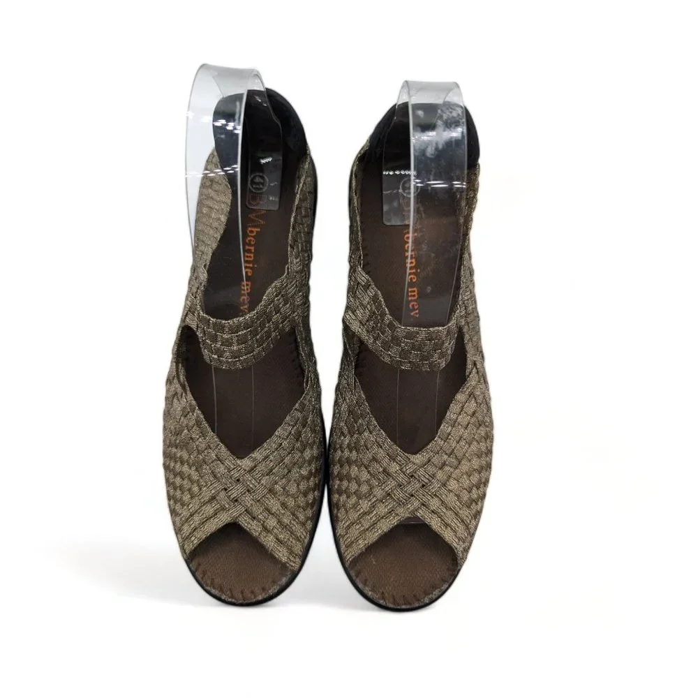 Bernie Mev. Lulia Bronze Beige Women's Handwoven Casual Wedge Shoes sz 41 US 10M
